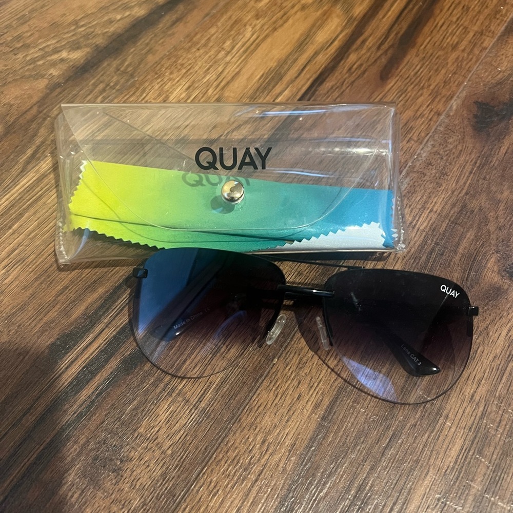 Quay Black Aviator Sunglasses